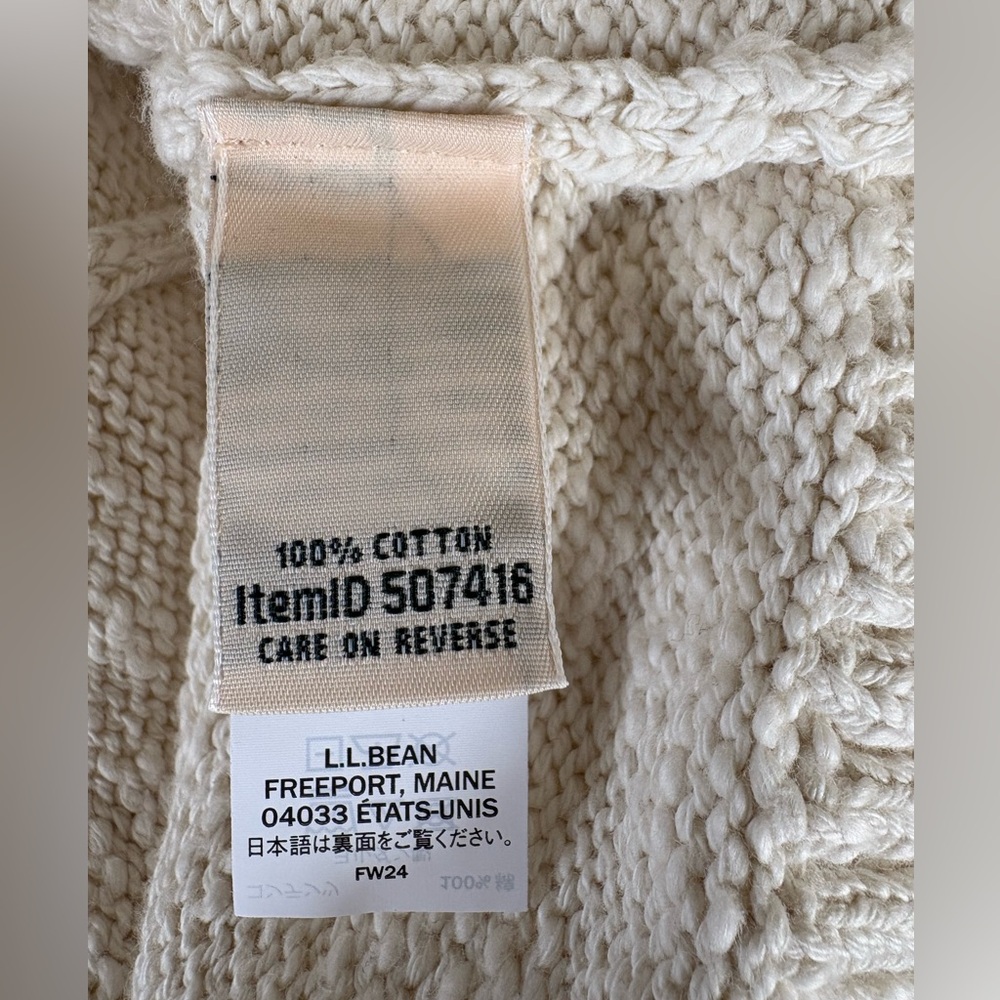 NWOT L.L. Bean cream cotton roll neck Sweater size M - Picture 5 of 6